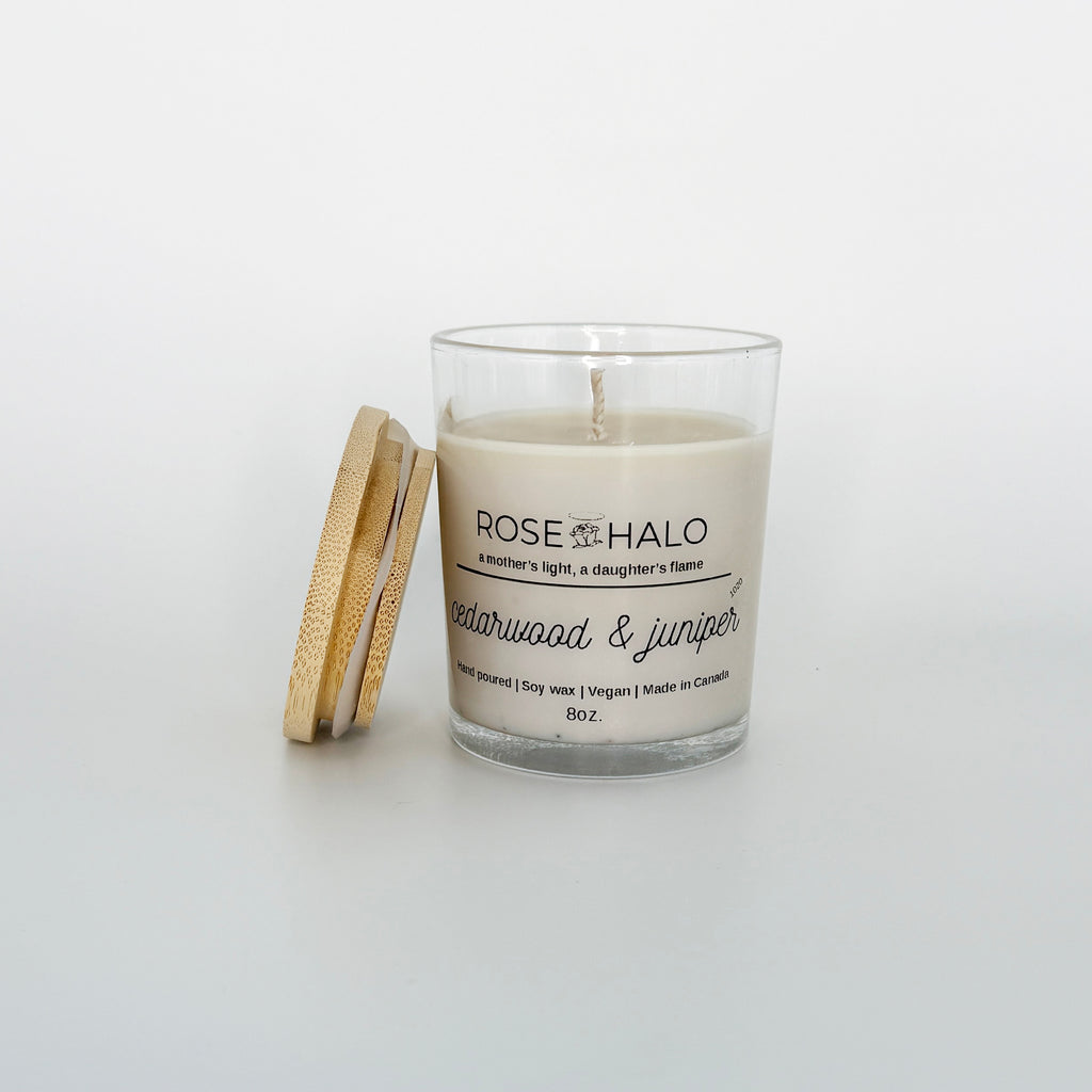 Cedarwood & Juniper Candle – 7 oz Clear Glass Jar