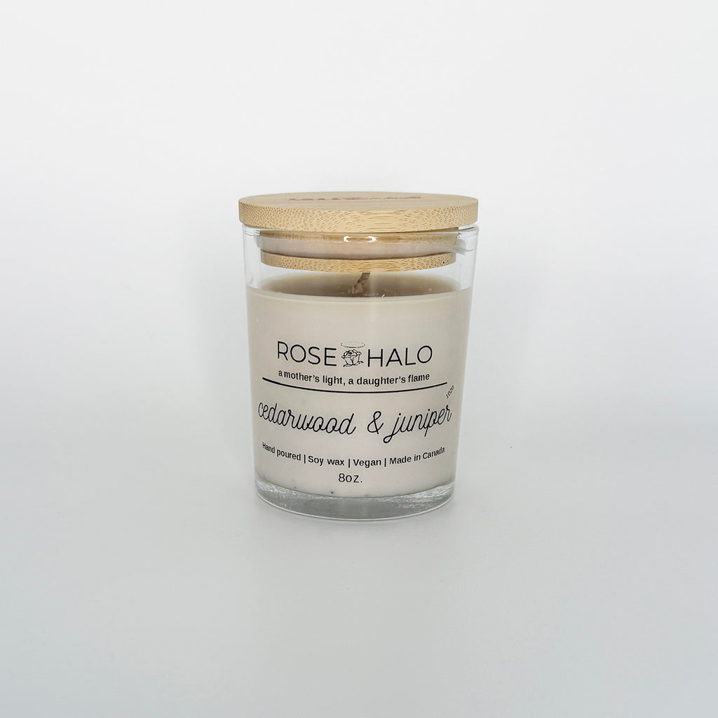 Cedarwood & Juniper Candle – 7 oz Clear Glass Jar