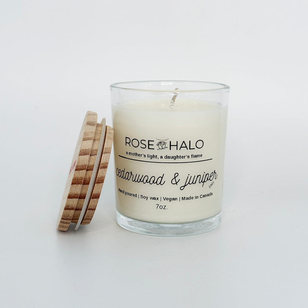 Cedarwood & Juniper Candle – 7 oz Clear Glass Jar