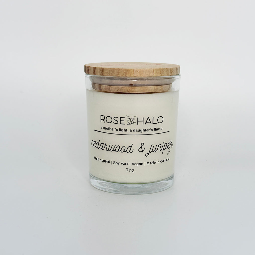 Cedarwood & Juniper Candle – 7 oz Clear Glass Jar
