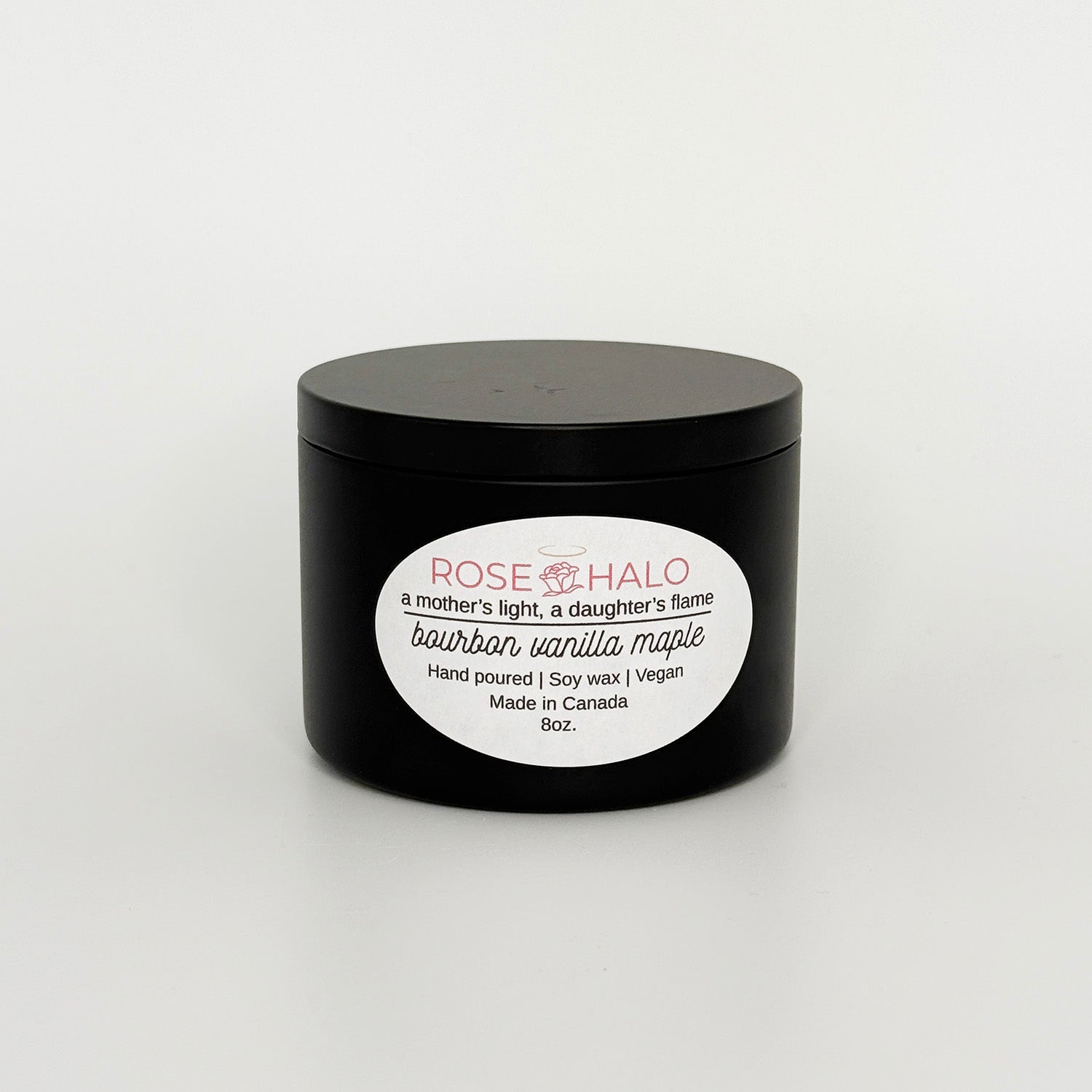 Bourbon Vanilla Maple Candle – 8 oz Black Metal Tin
