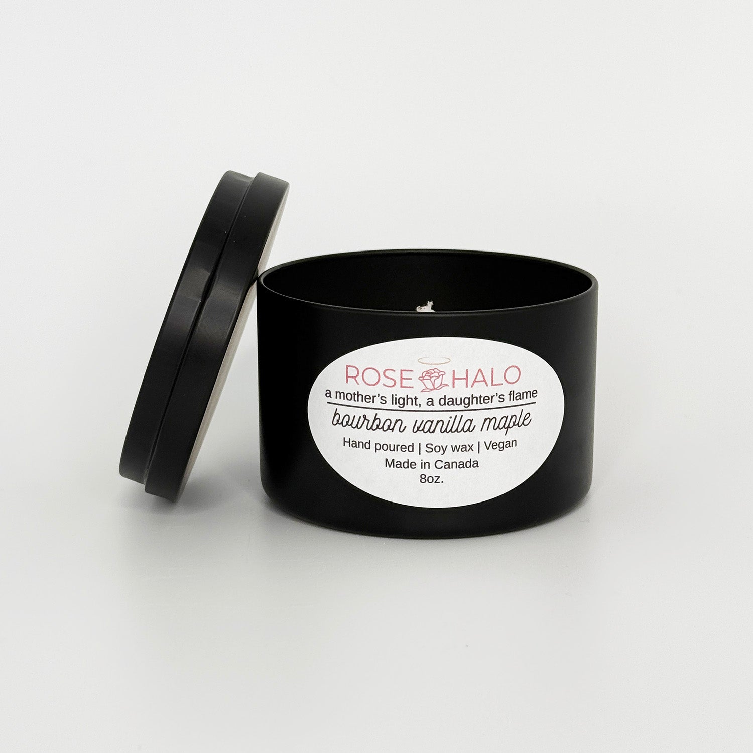 Bourbon Vanilla Maple 8 oz. Scented Candle in Black Metal Tin