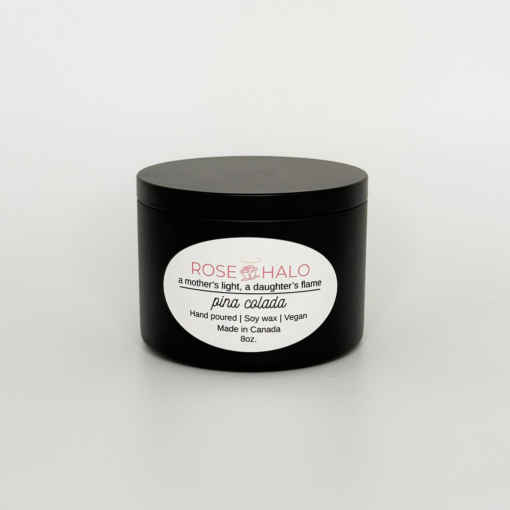 Piña Colada Candle – 8 oz Black Metal Tin