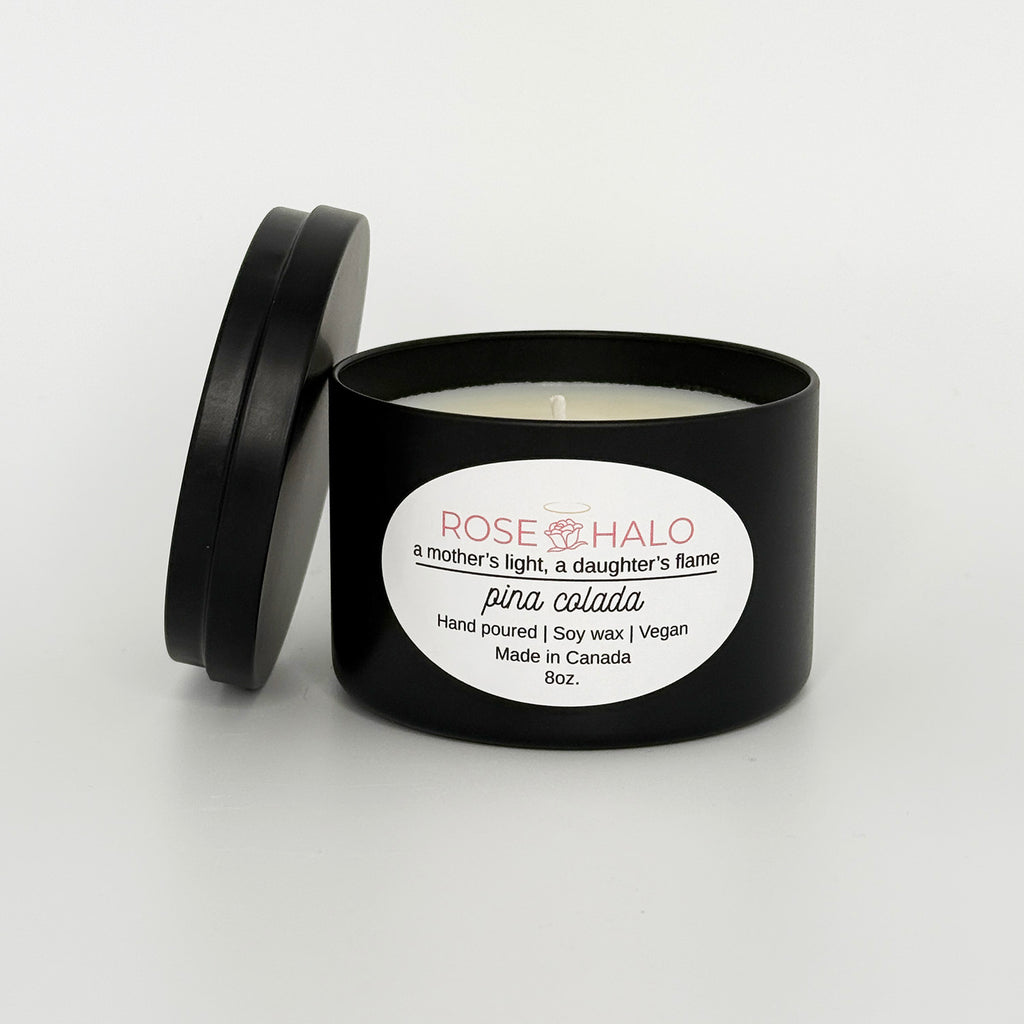 Piña Colada Candle – 8 oz Black Metal Tin