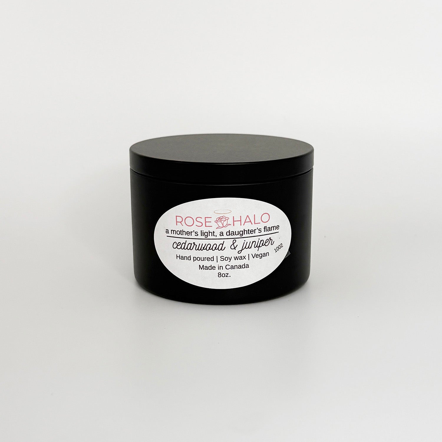 Cedarwood & Juniper Candle – 8 oz Black Metal Tin