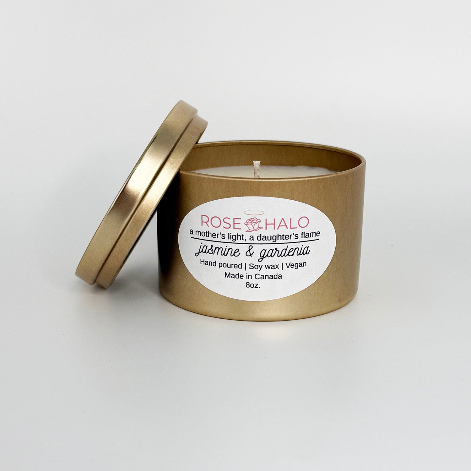 Jasmine & Gardenia 8 oz. Scented Candle in Gold Metal Tin