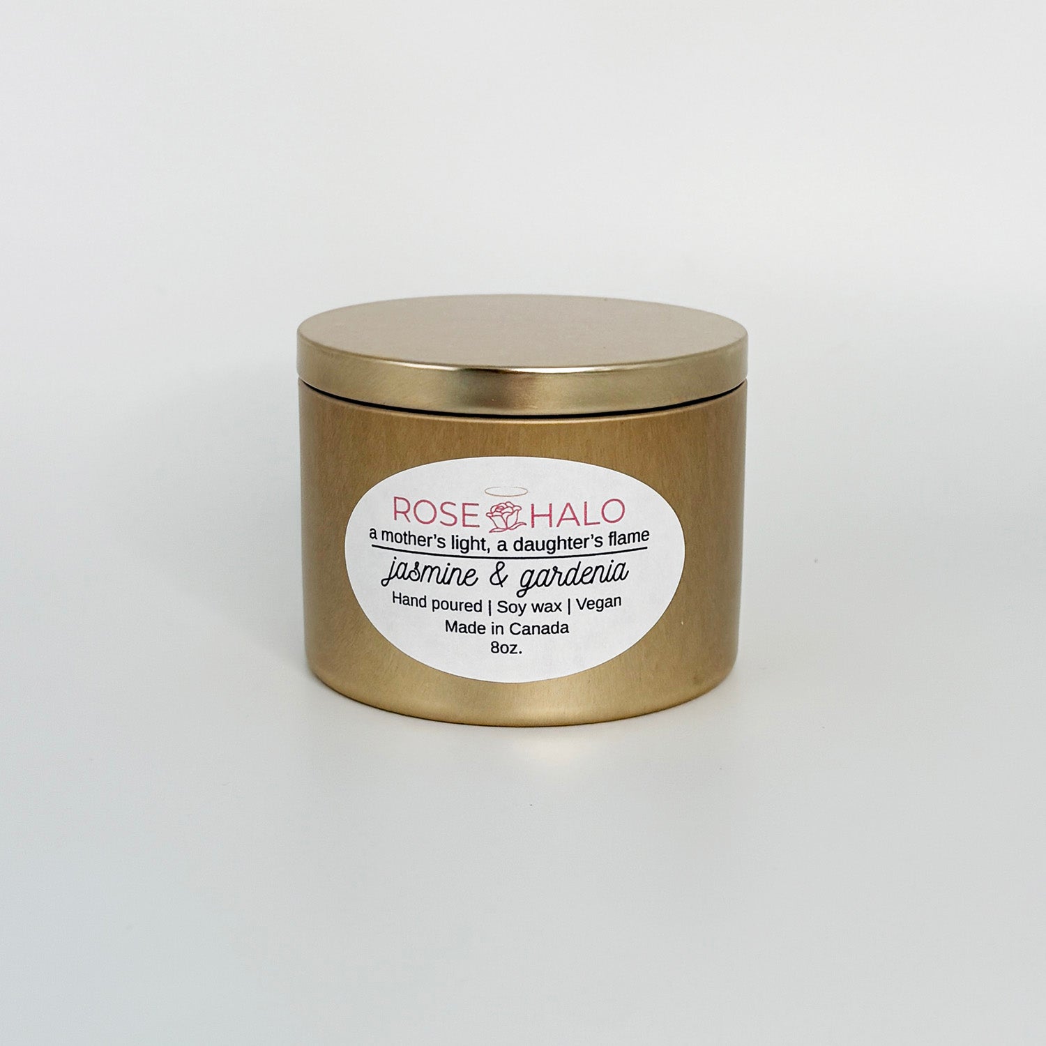 Jasmine & Gardenia Candle – 8 oz Gold Metal Tin