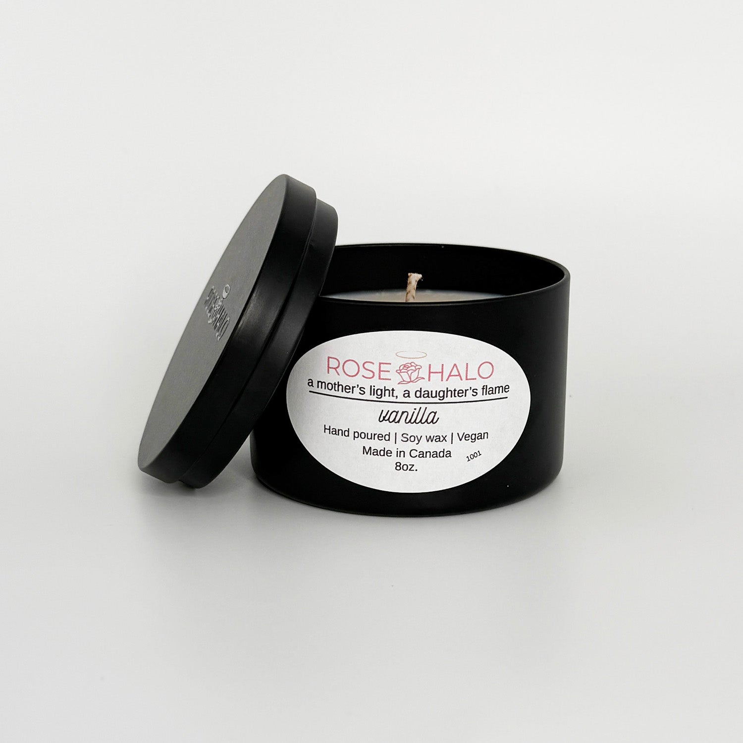 Vanilla 8 oz. Scented Candle in Black Metal Tin